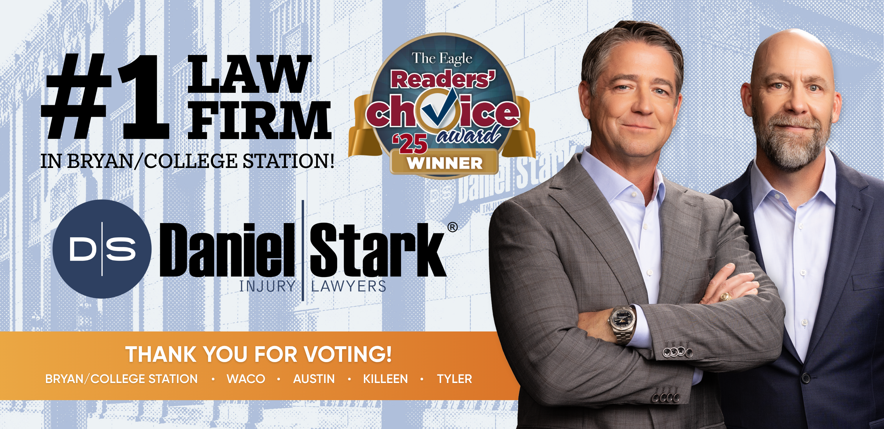 Popular billboard advertisement for Daniel Stark Injury Lawyers in Texas voted #1 | Daniel Stark Law