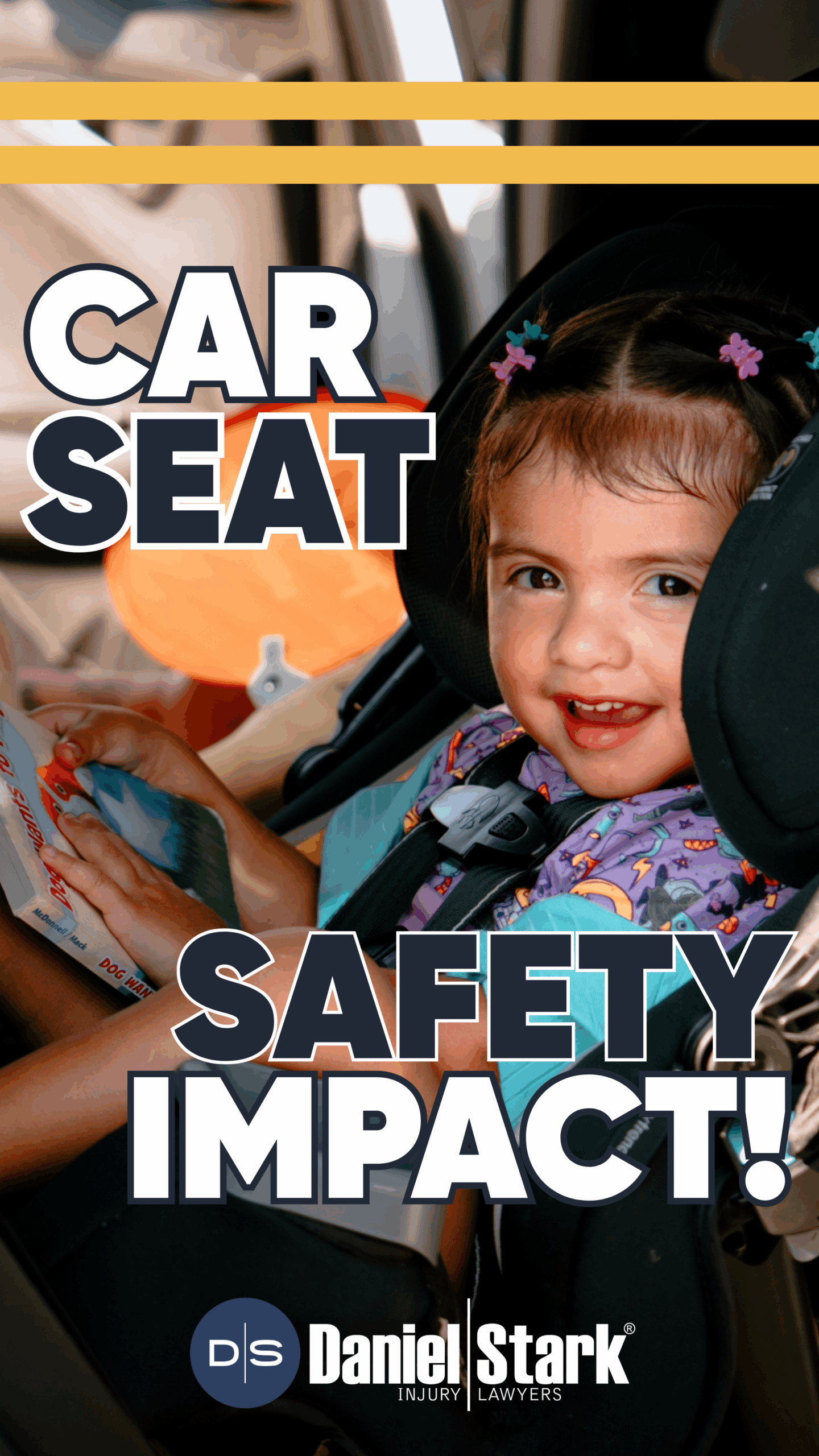 Child buckled safety into her new car seat during Daniel Stark Car Seat Safety Event| Daniel Stark Injury Lawyers
