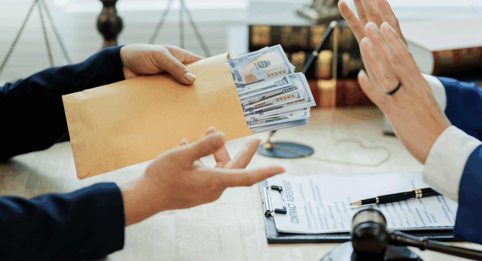 Texas car accident lawyer refusing cash payment from client, explaining contingency fee agreement | Daniel Stark Injury Lawyers