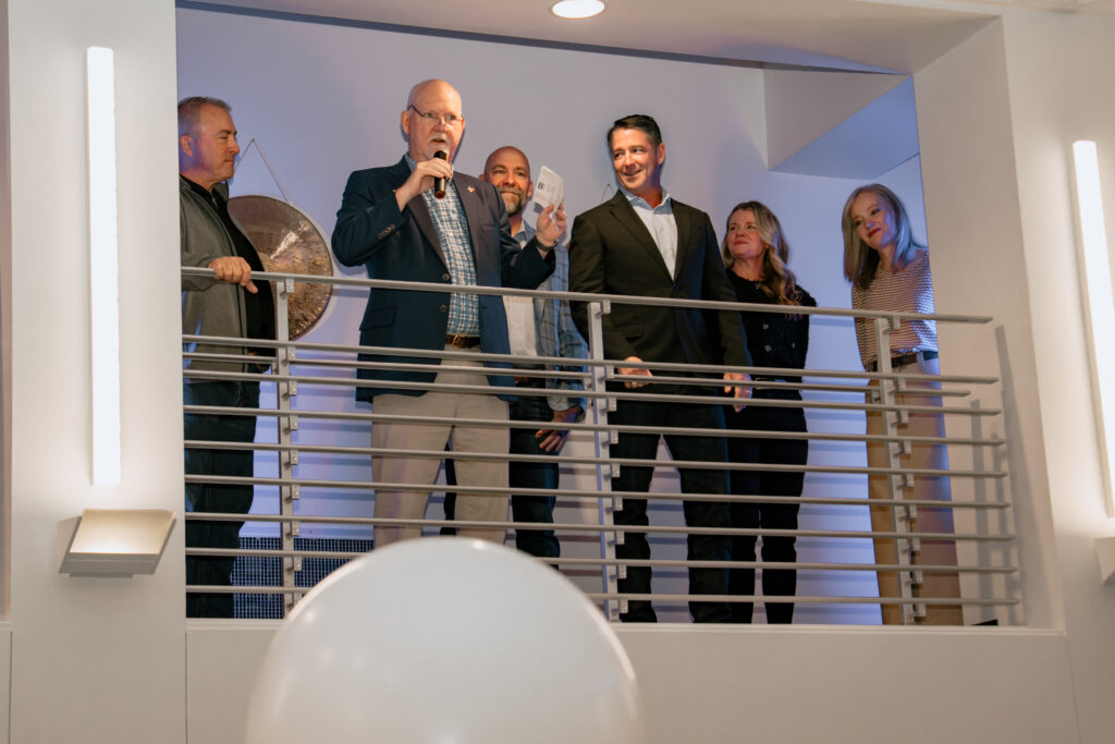 Glen Brewer, president and CEO of the BCS Chamber, speaking at the Grand Reopening of Daniel Stark's Bryan office | Daniel Stark Injury Lawyers