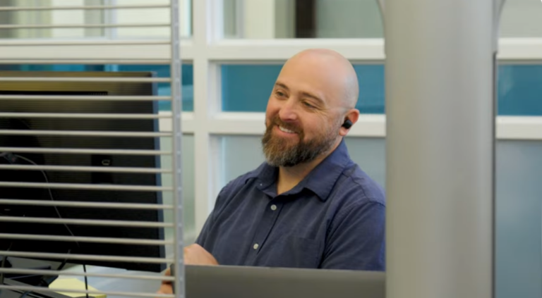 Dawson Skow conducting a virtual Zoom meeting with a client as a Life Impact Advisor | Daniel Stark Injury Lawyers