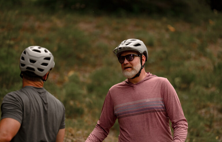 Will Davis, partner at Daniel Stark Injury Lawyers, wearing a helmet while biking in Crested Butte, Colorado | Daniel Stark Injury Lawyers