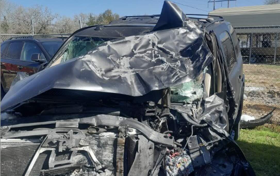 Property damage photo of wrecked vehicle after car accident resulting in $2 million settlement | Daniel Stark Injury Lawyers