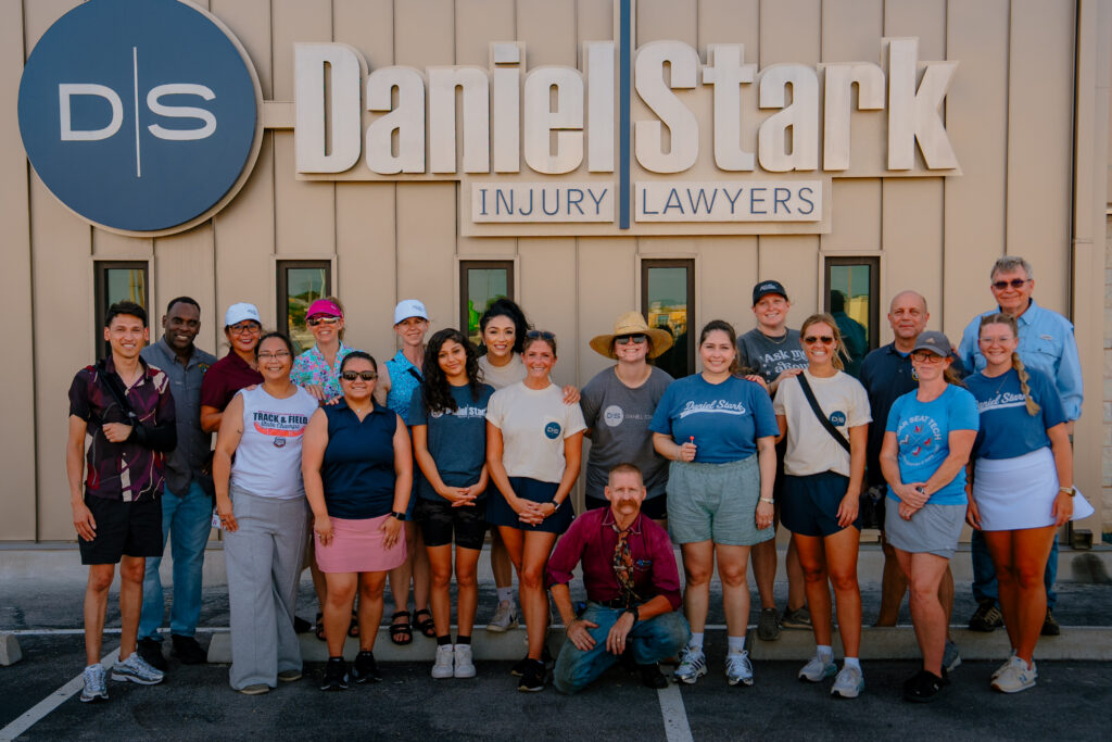 Volunteers gather in front of the Daniel Stark Injury Lawyers Killeen office during the community car seat safety event | Daniel Stark Injury Lawyers
