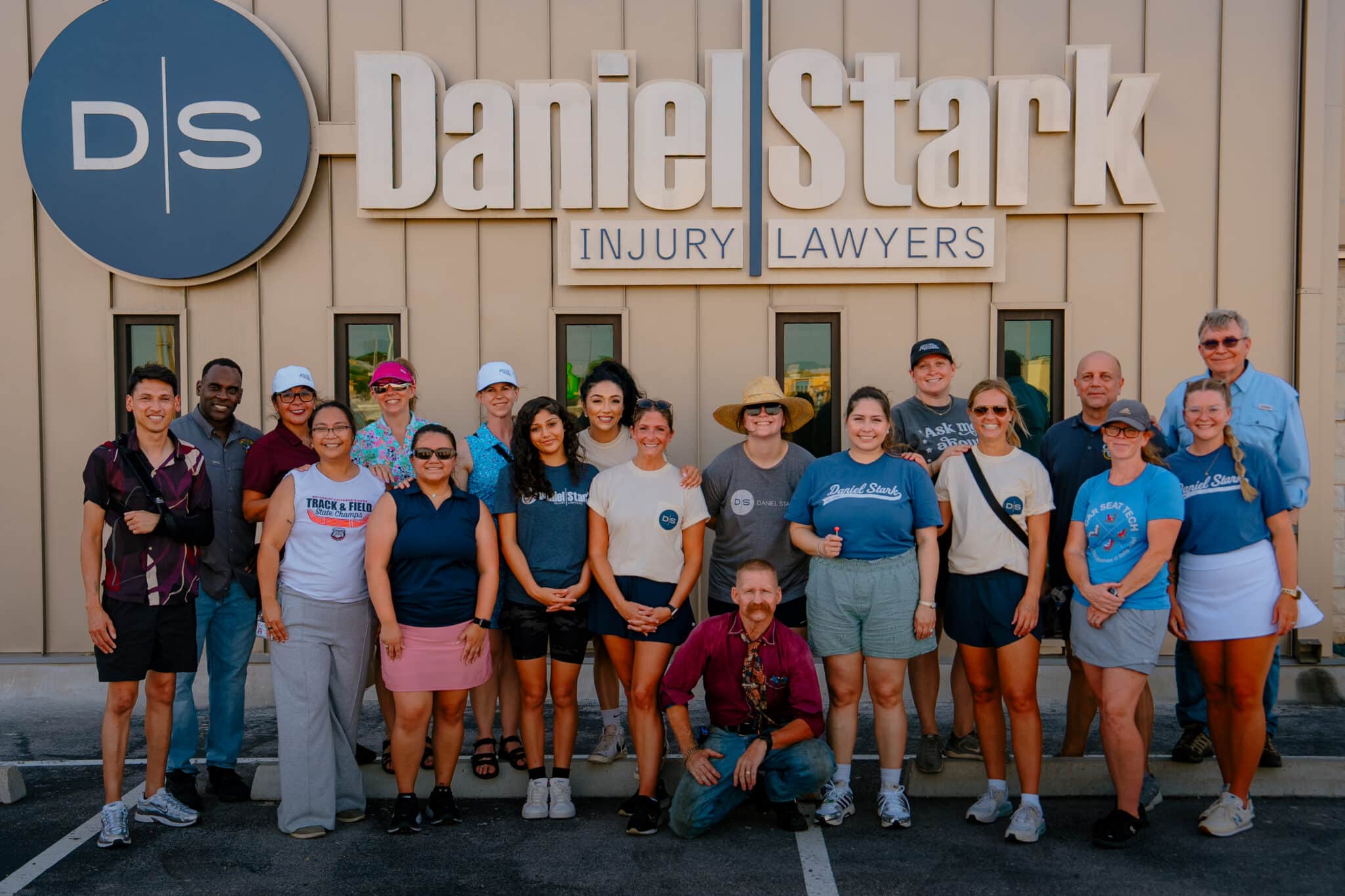 Volunteers gather in front of the Daniel Stark Injury Lawyers Killeen office during the community car seat safety event | Daniel Stark Injury Lawyers